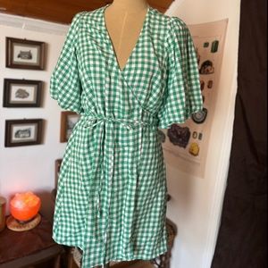 Old Navy Green Gingham Wrap Dress